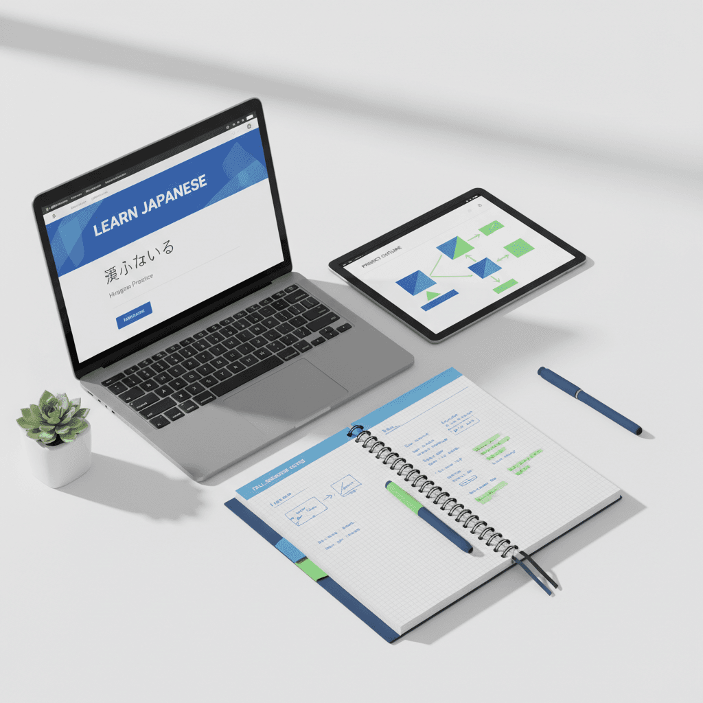 Organized homeschool technology setup with multiple devices