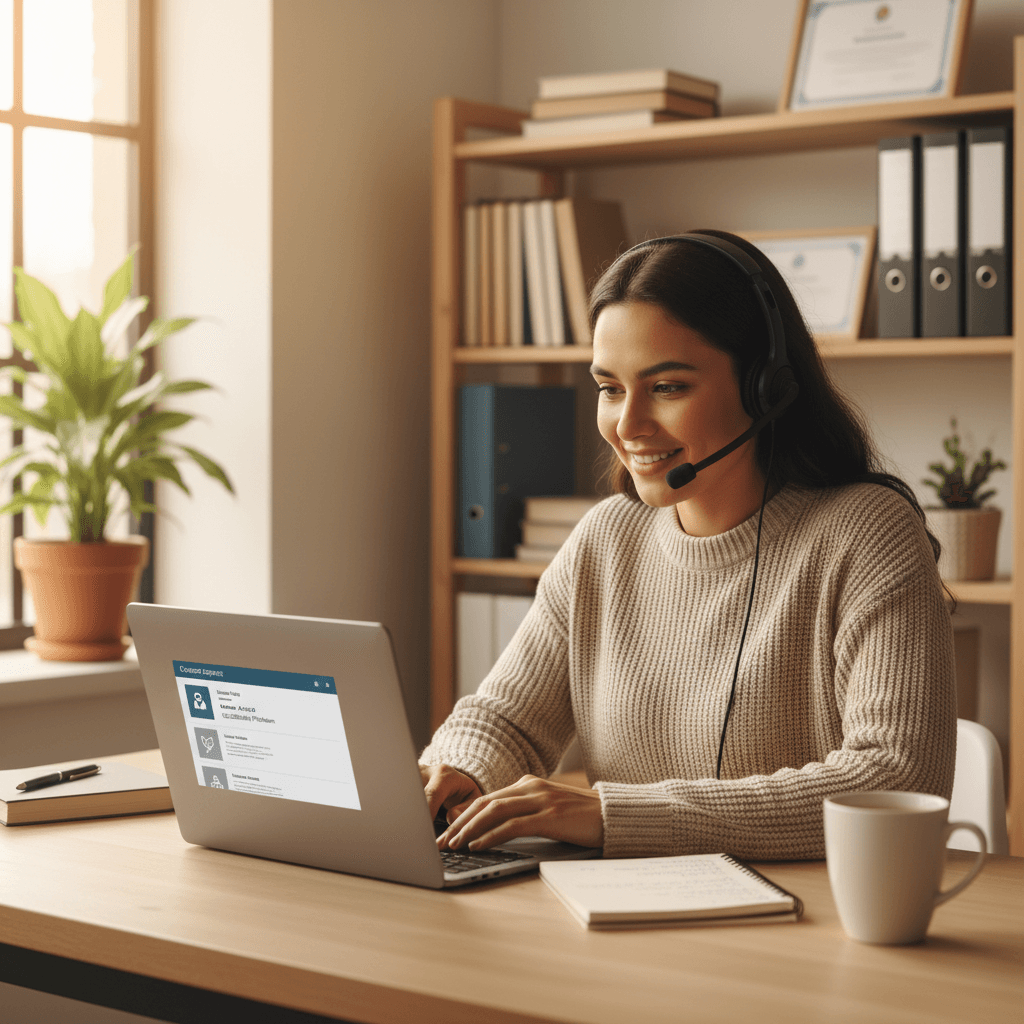 Technical support specialist providing remote assistance