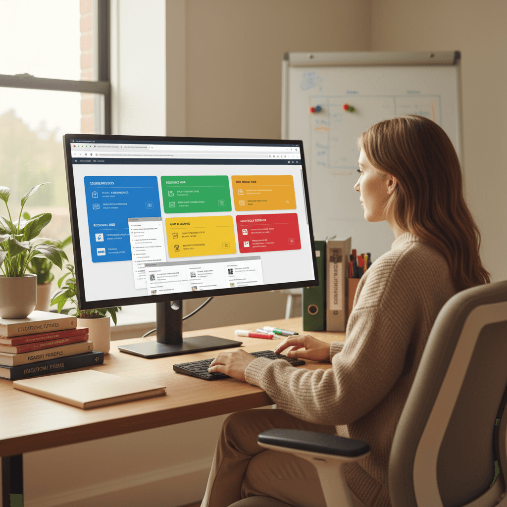 Digital curriculum integration dashboard on monitor