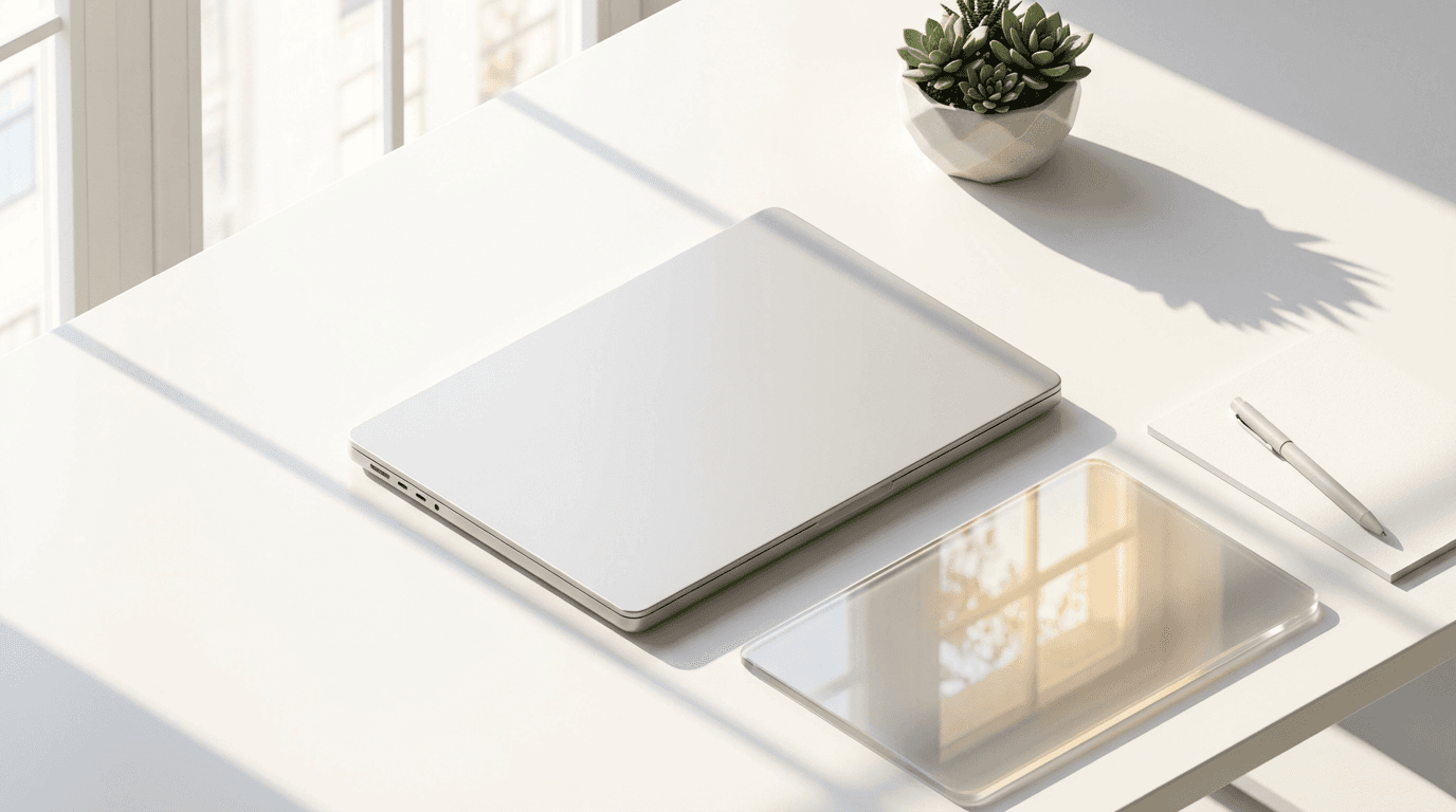 Homeschool technology setup with organized devices on desk