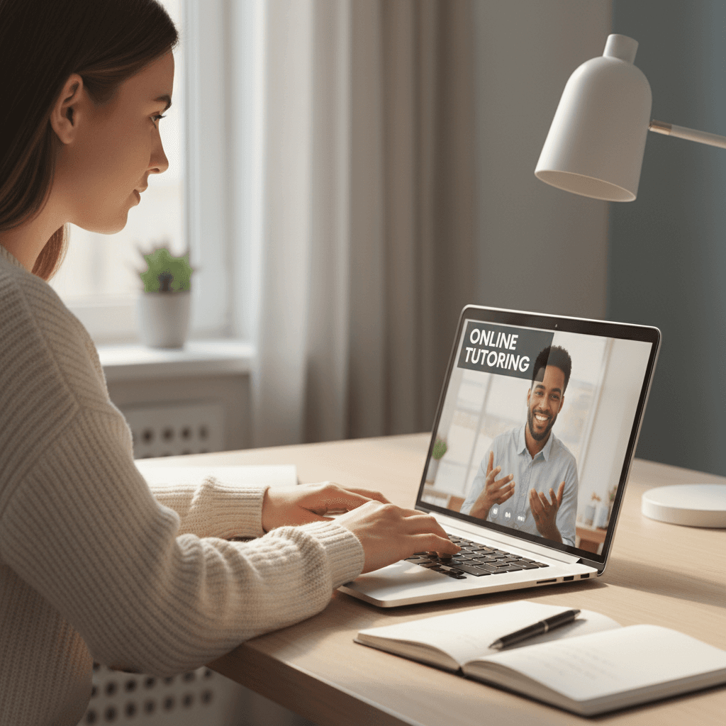 Parent and student collaborating on a homeschool learning platform at home